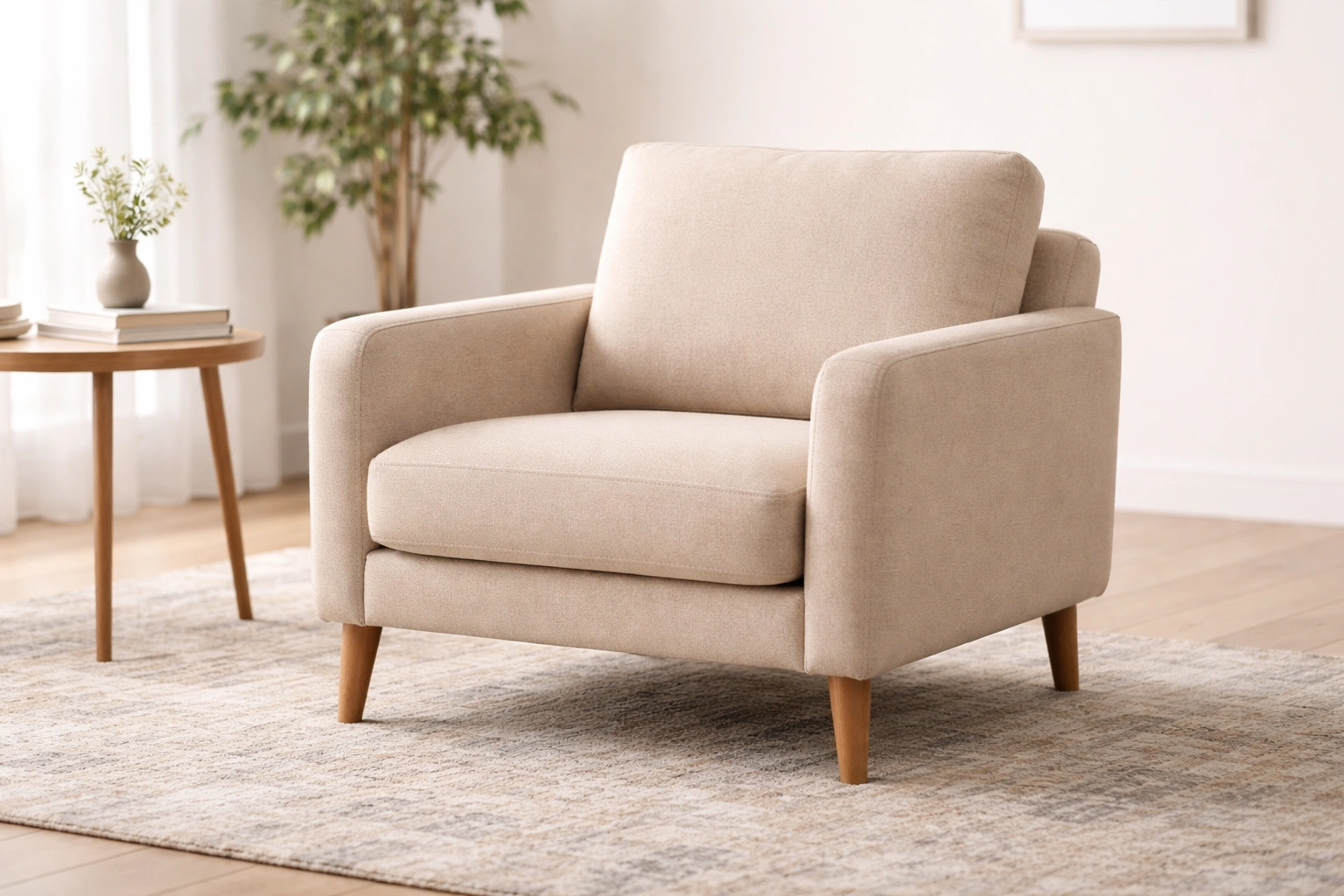 Elegant 1 seater sofa in a modern living room setting