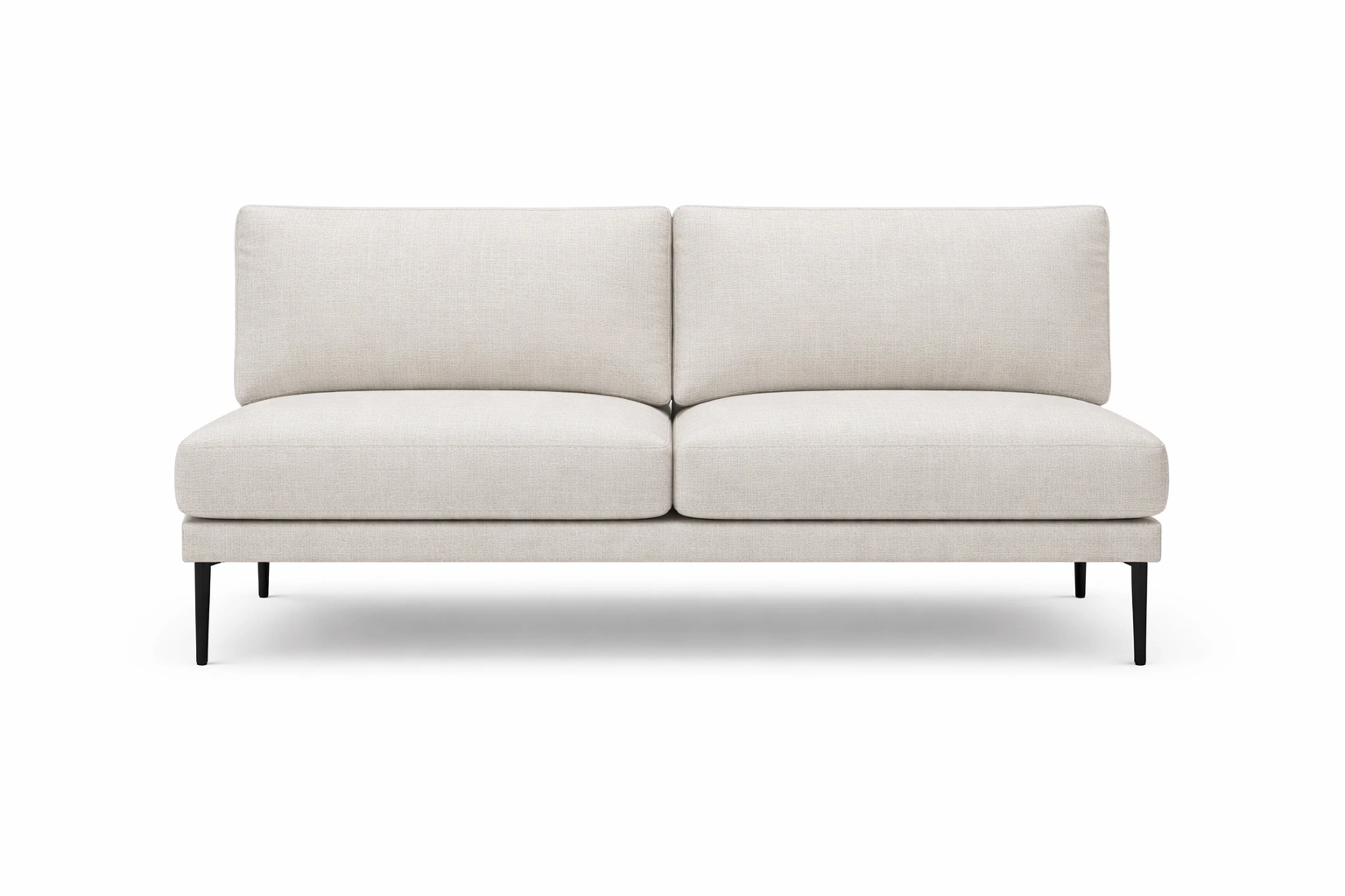 Armless 2 seater sofa with clean minimalist profile