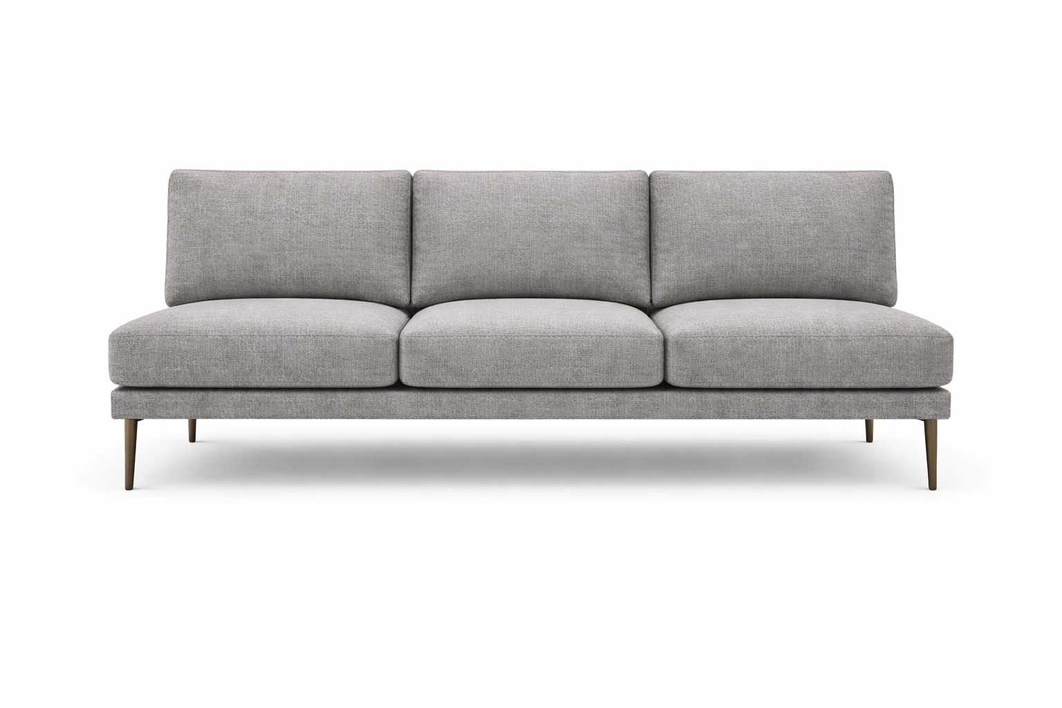 Armless 3 seater sofa with slim profile