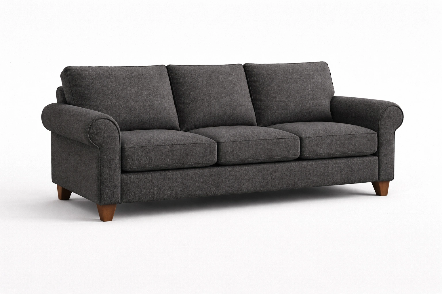 Standard traditional 3 seater sofa in dark fabric