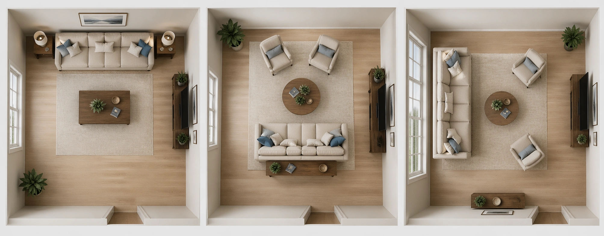 4 seater sofa arrangement examples showing different living room layouts