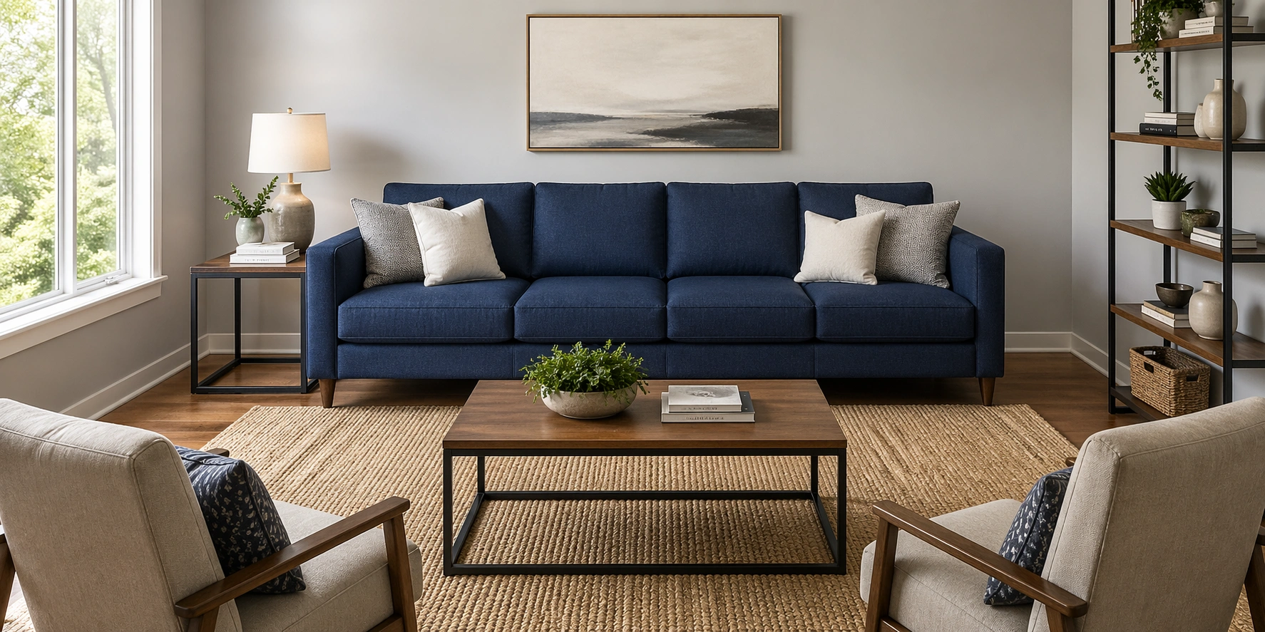 4 seater sofa in a well-arranged living room setting
