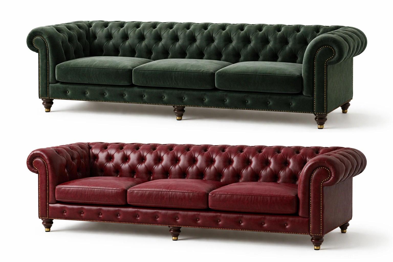 Large Chesterfield 5 seater sofa with tufting