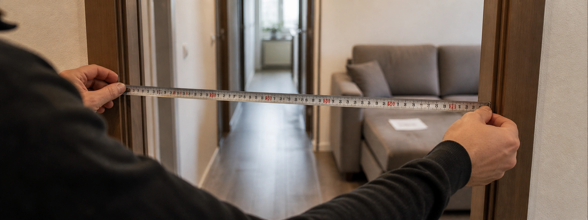 Measuring apartment doorway and hallway dimensions for sofa delivery