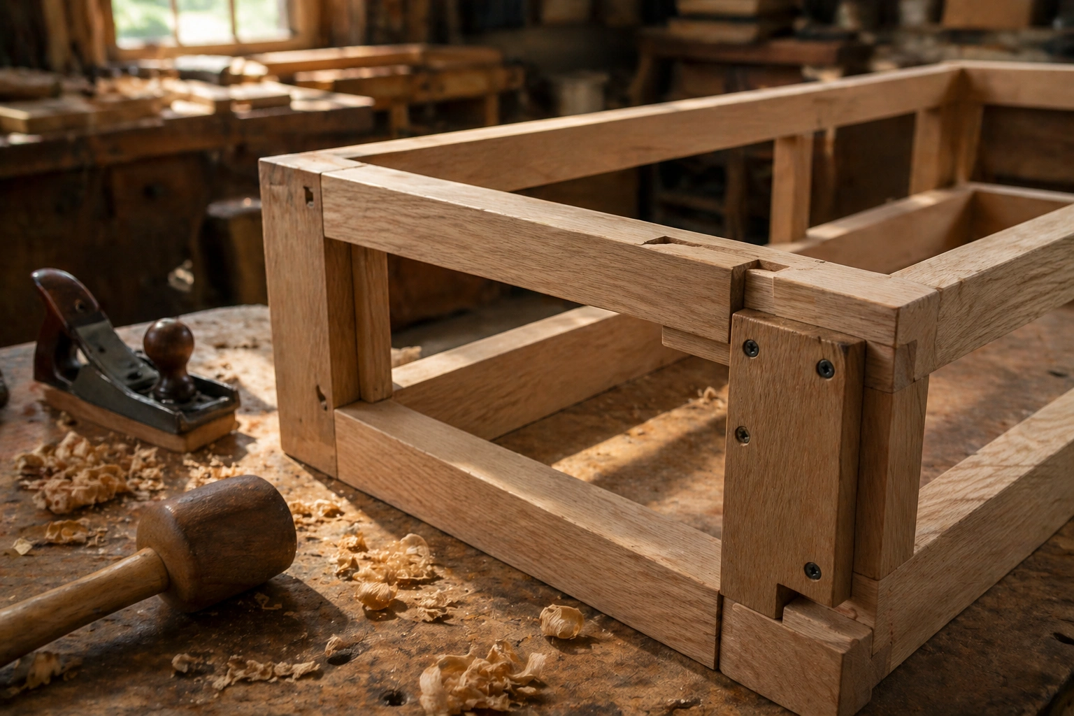Solid hardwood sofa frame construction