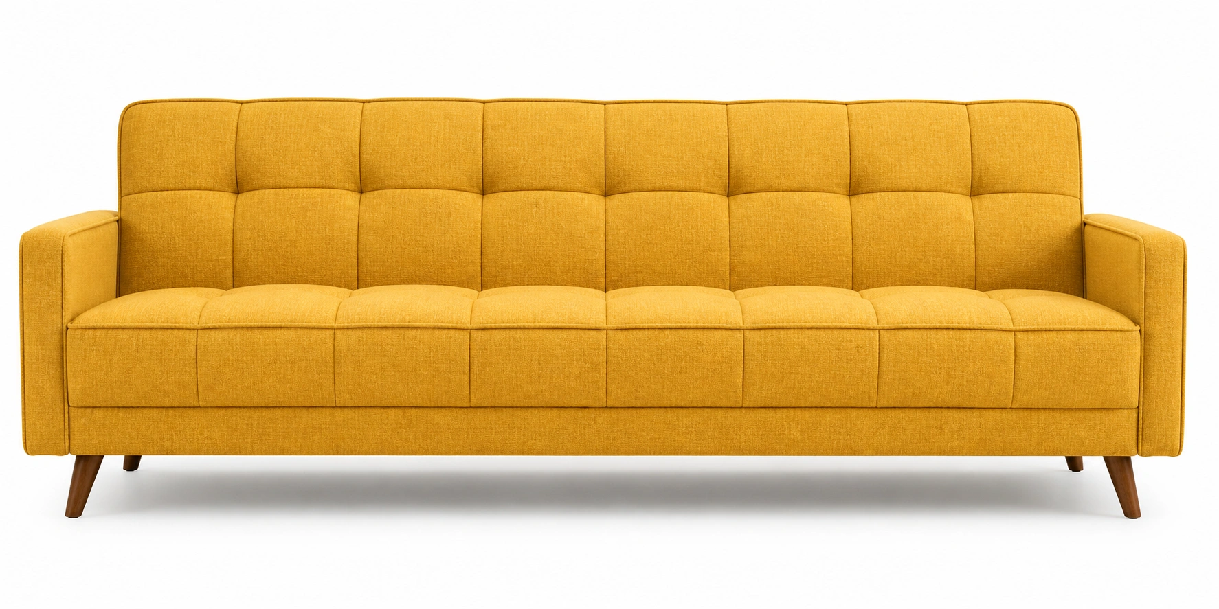 Biscuit tufted sofa with square cushion-like sections