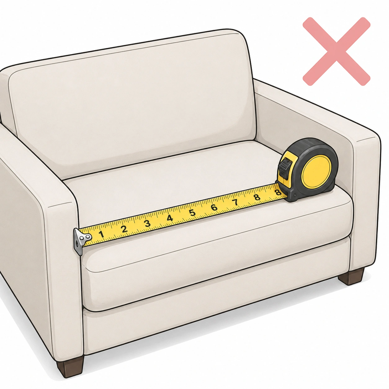 Measuring room before buying sofa