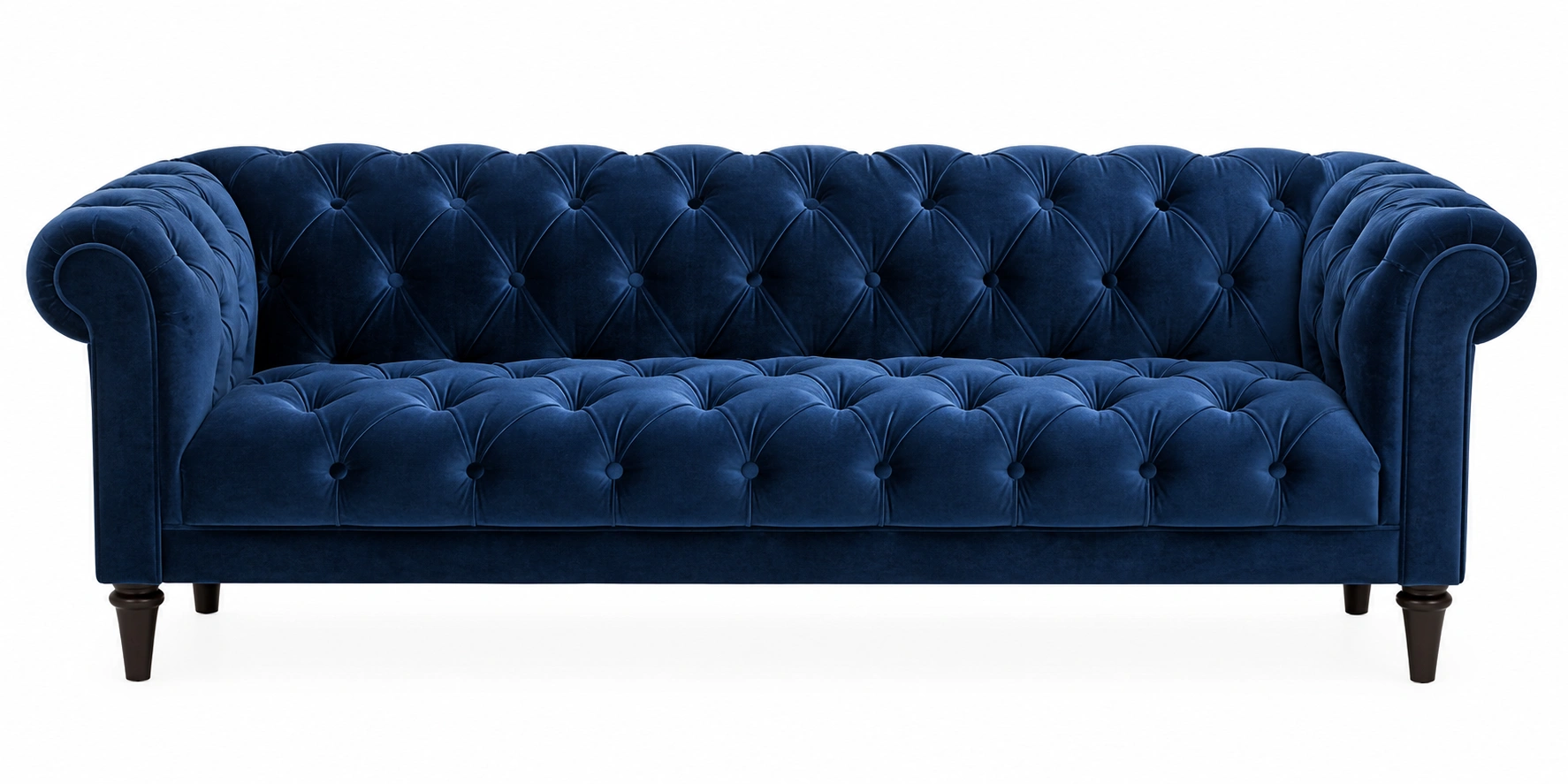 Button tufted sofa with deep diamond pattern