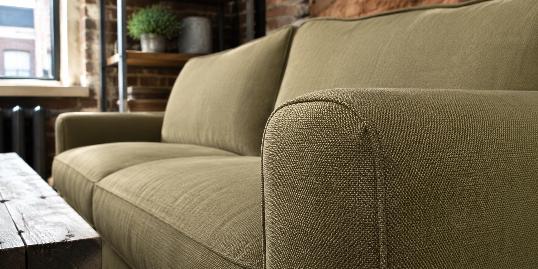 Duck cotton canvas sofa fabric showing tight plain weave pattern
