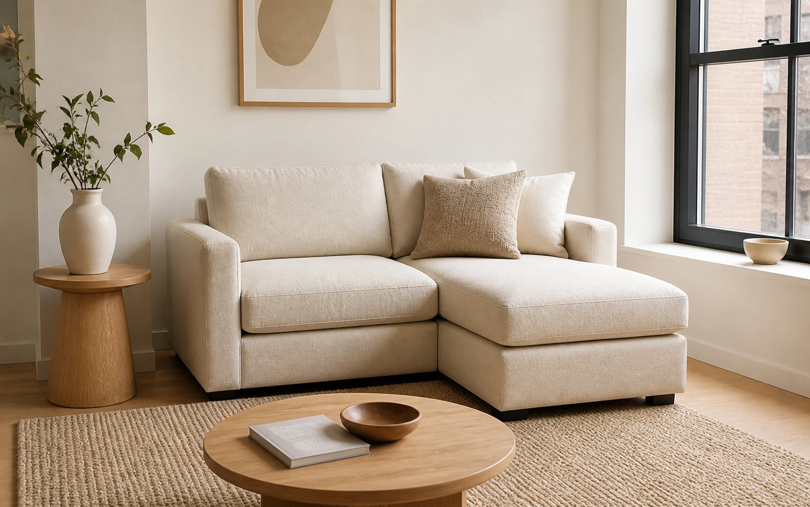 Compact chaise lounge sofa for small spaces