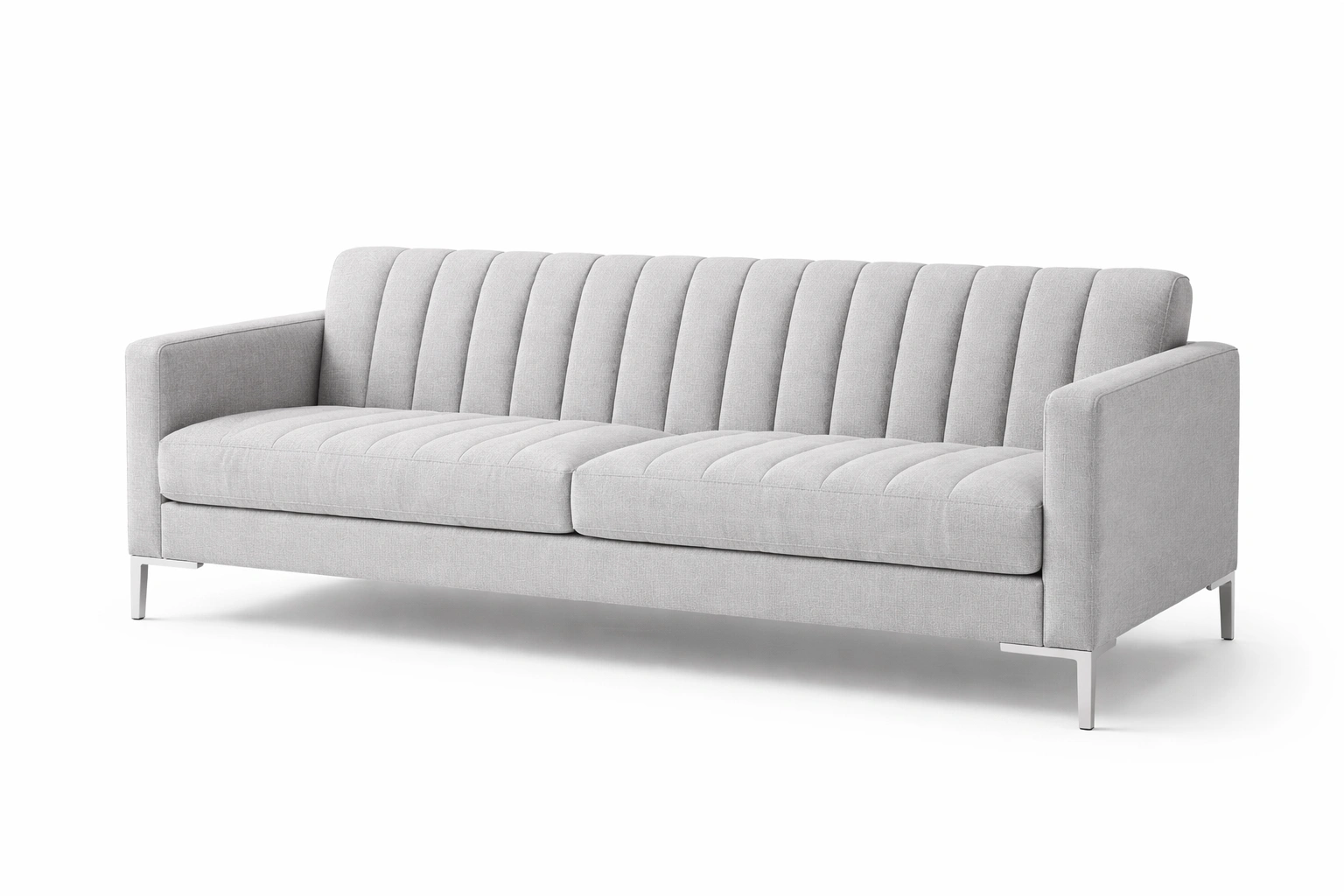 Channel tufted sofa with clean vertical lines