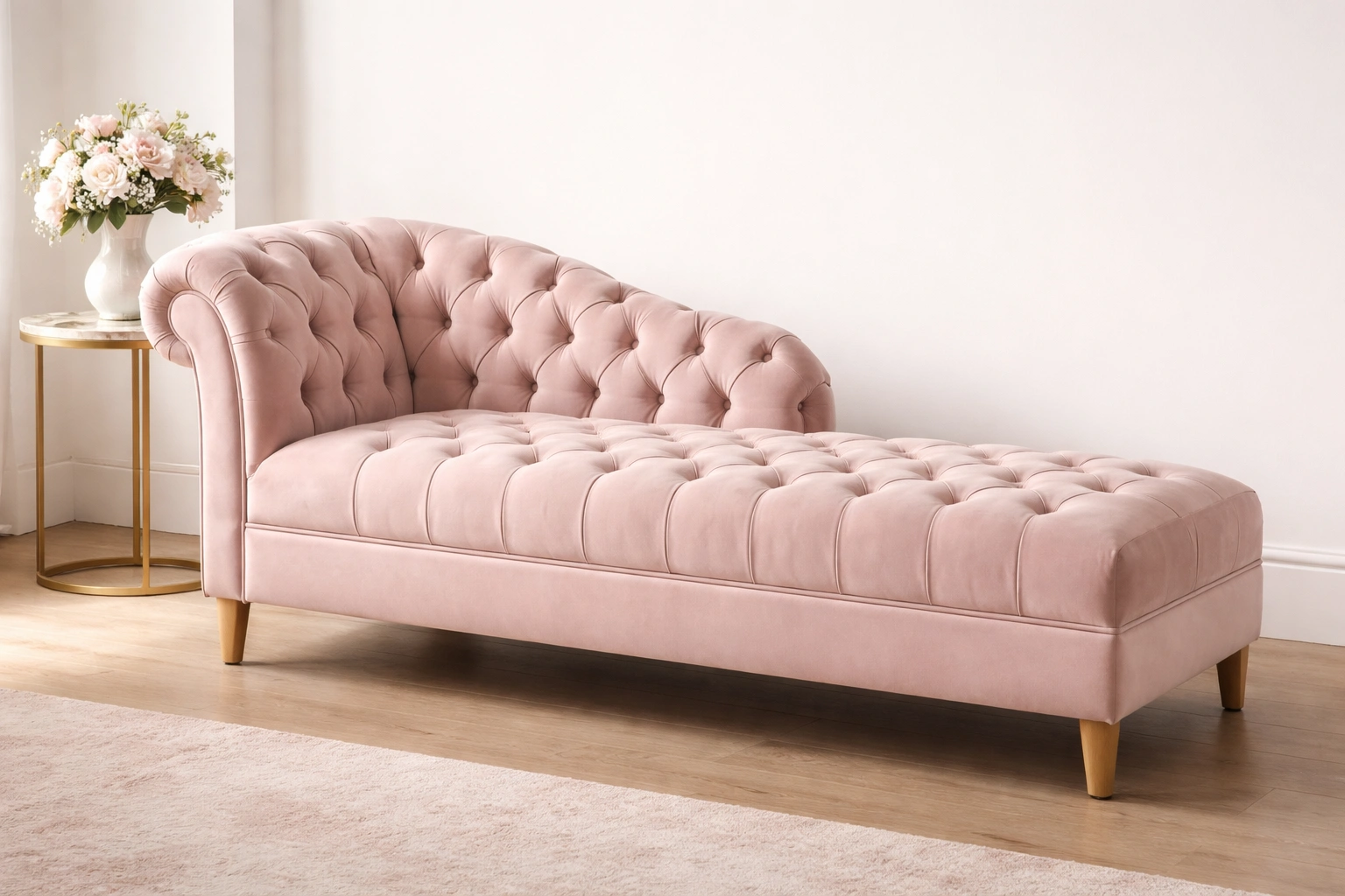 Chesterfield chaise lounge with extended seat