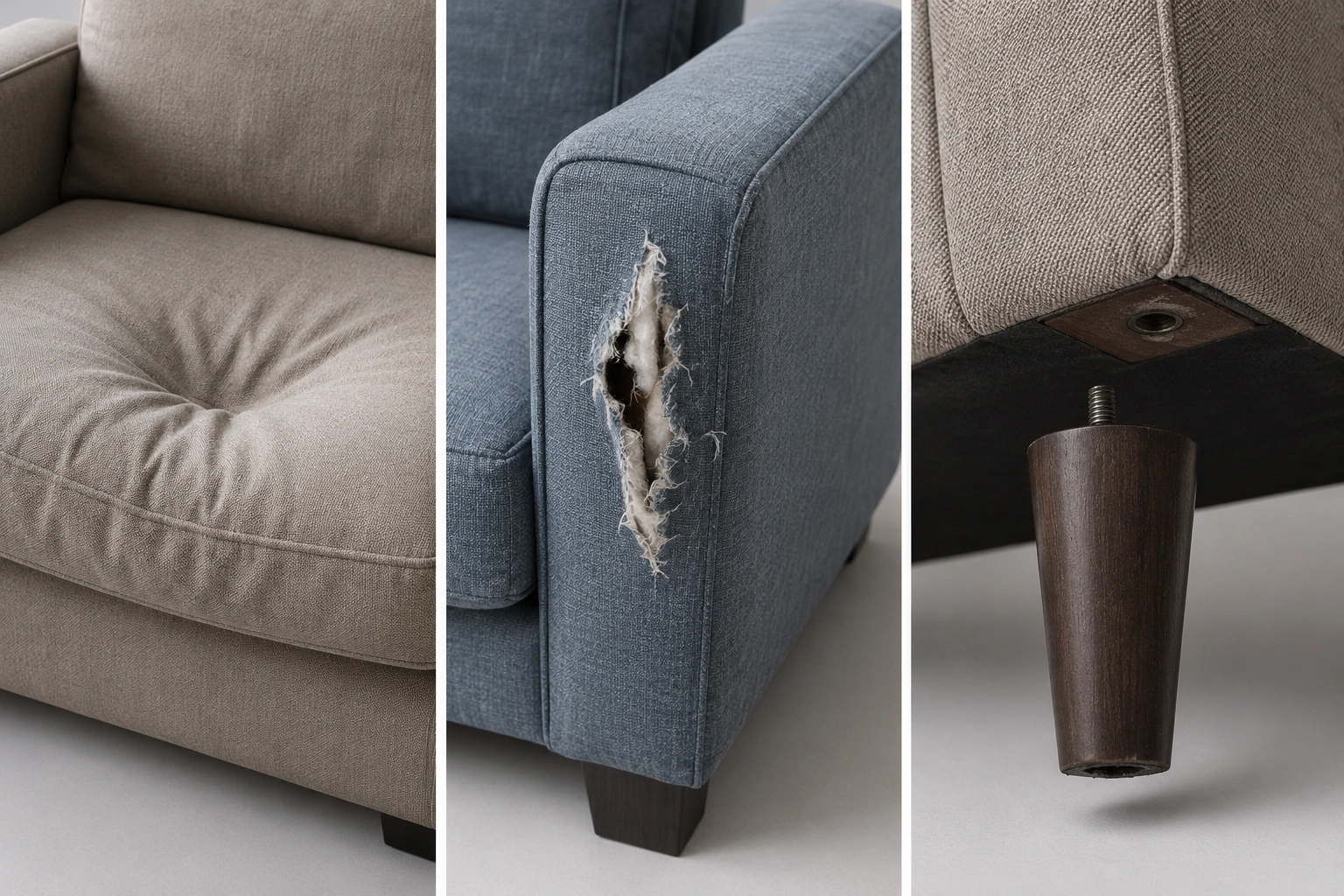 Overview of common sofa problems including sagging cushions torn fabric and wobbly legs
