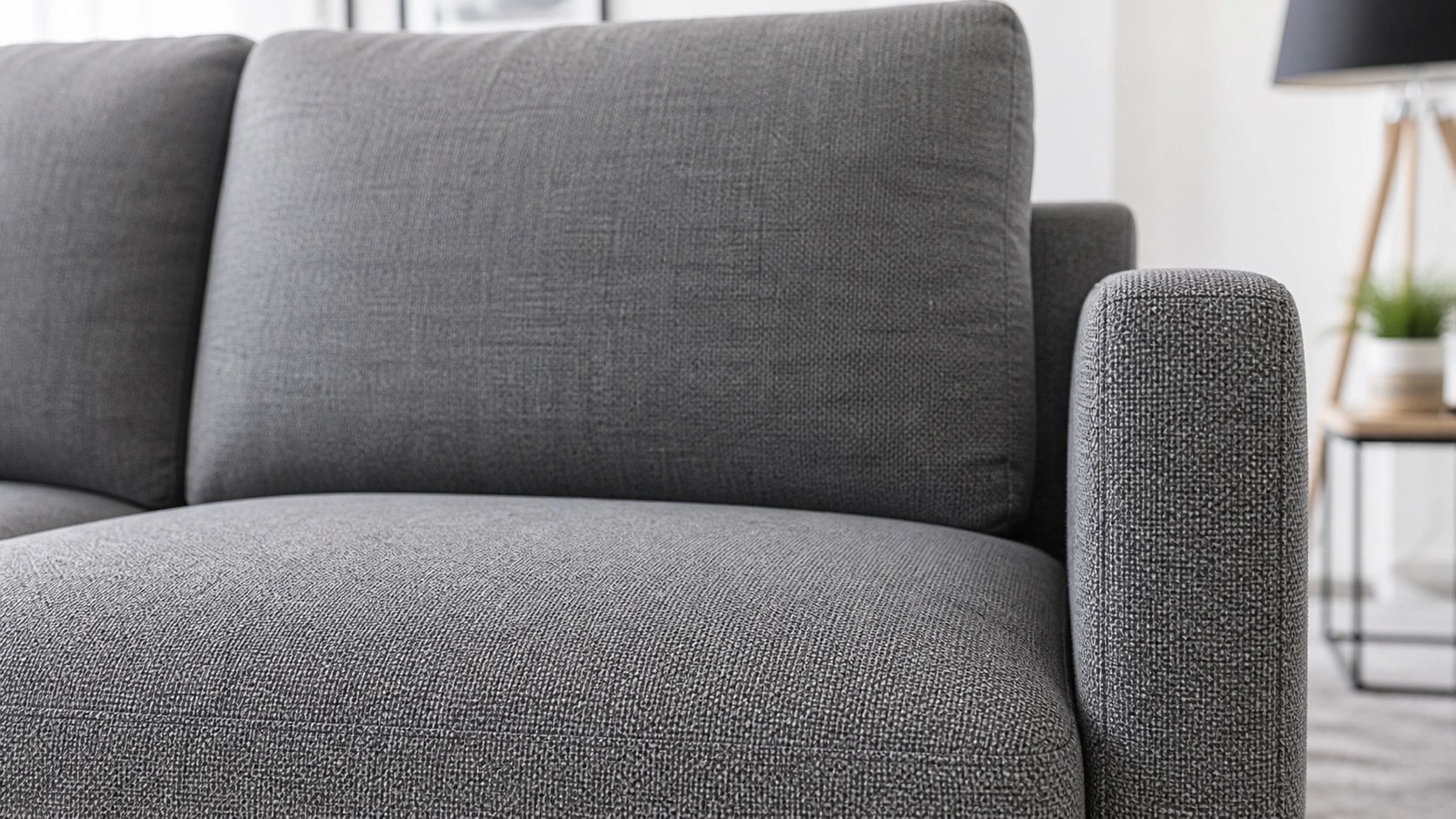 Contemporary sofa with performance fabric upholstery in gray tone