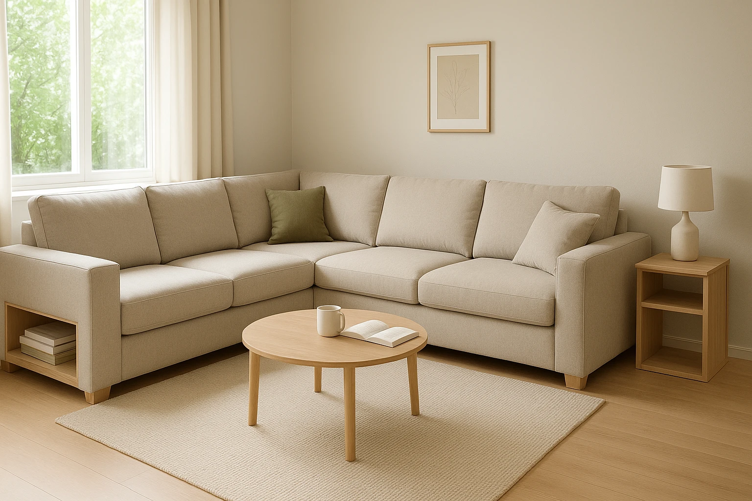 Corner sofa maximizing room space
