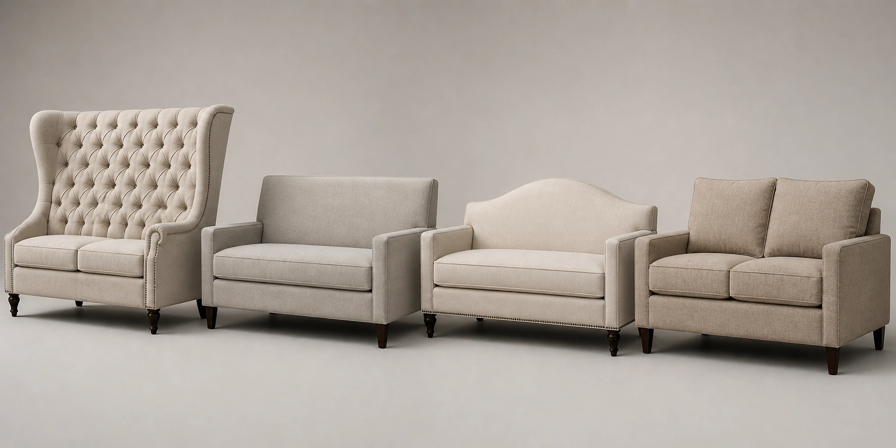 High back low back curved and straight sofa back designs comparison