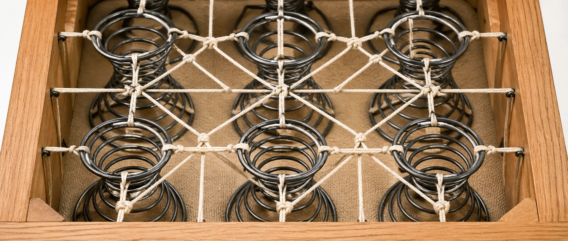 Eight-way hand-tied spring system in sofa construction