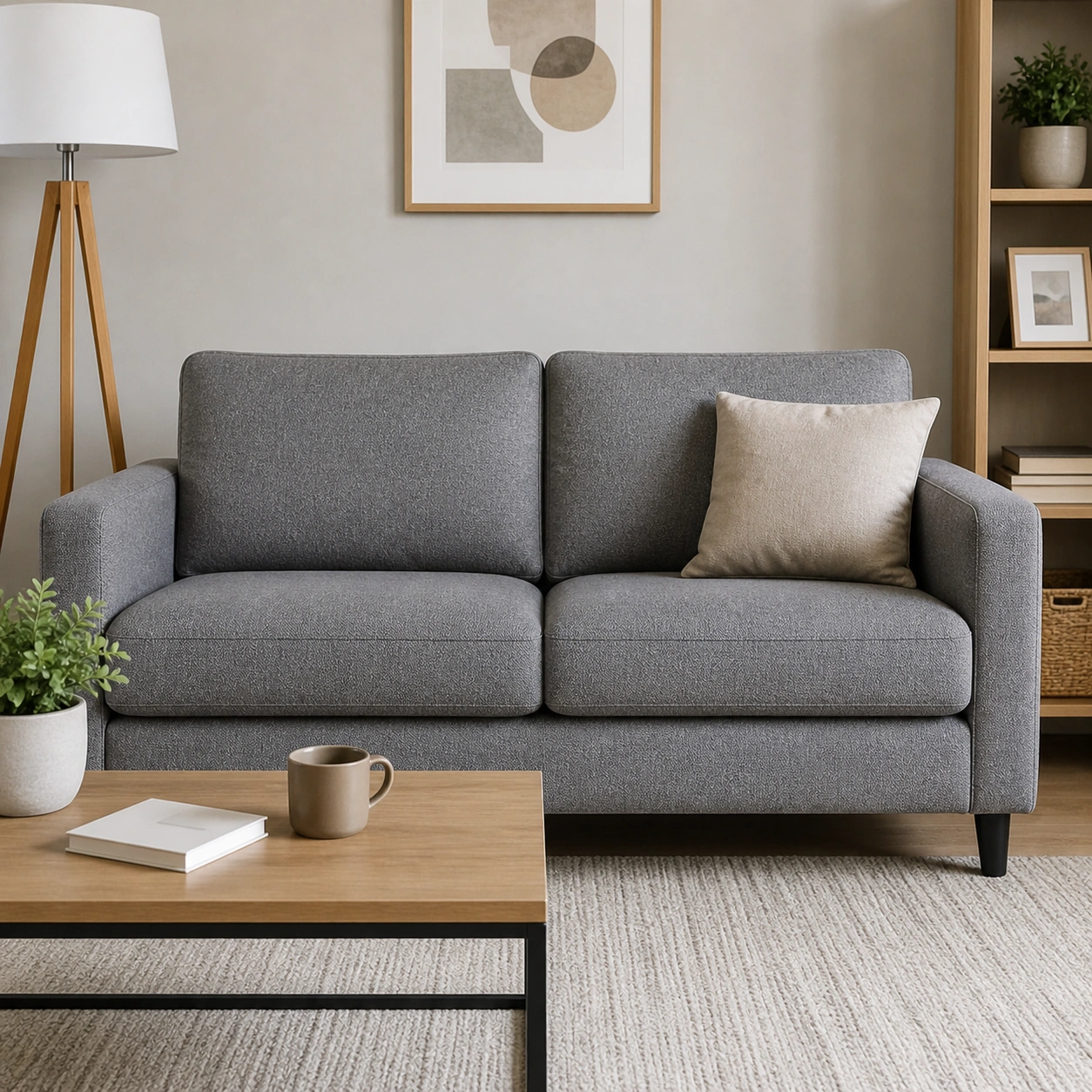 Affordable fabric sofa setup