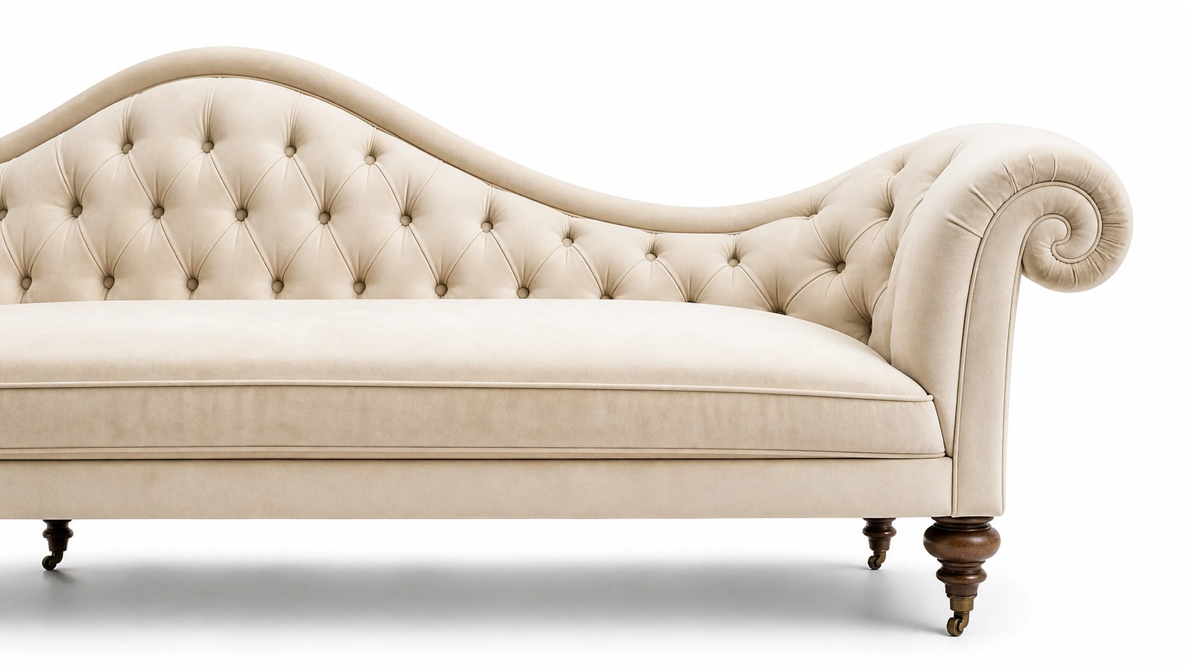 Annotated diagram showing the curved back, scrolled arm, and sloped seat of a fainting sofa