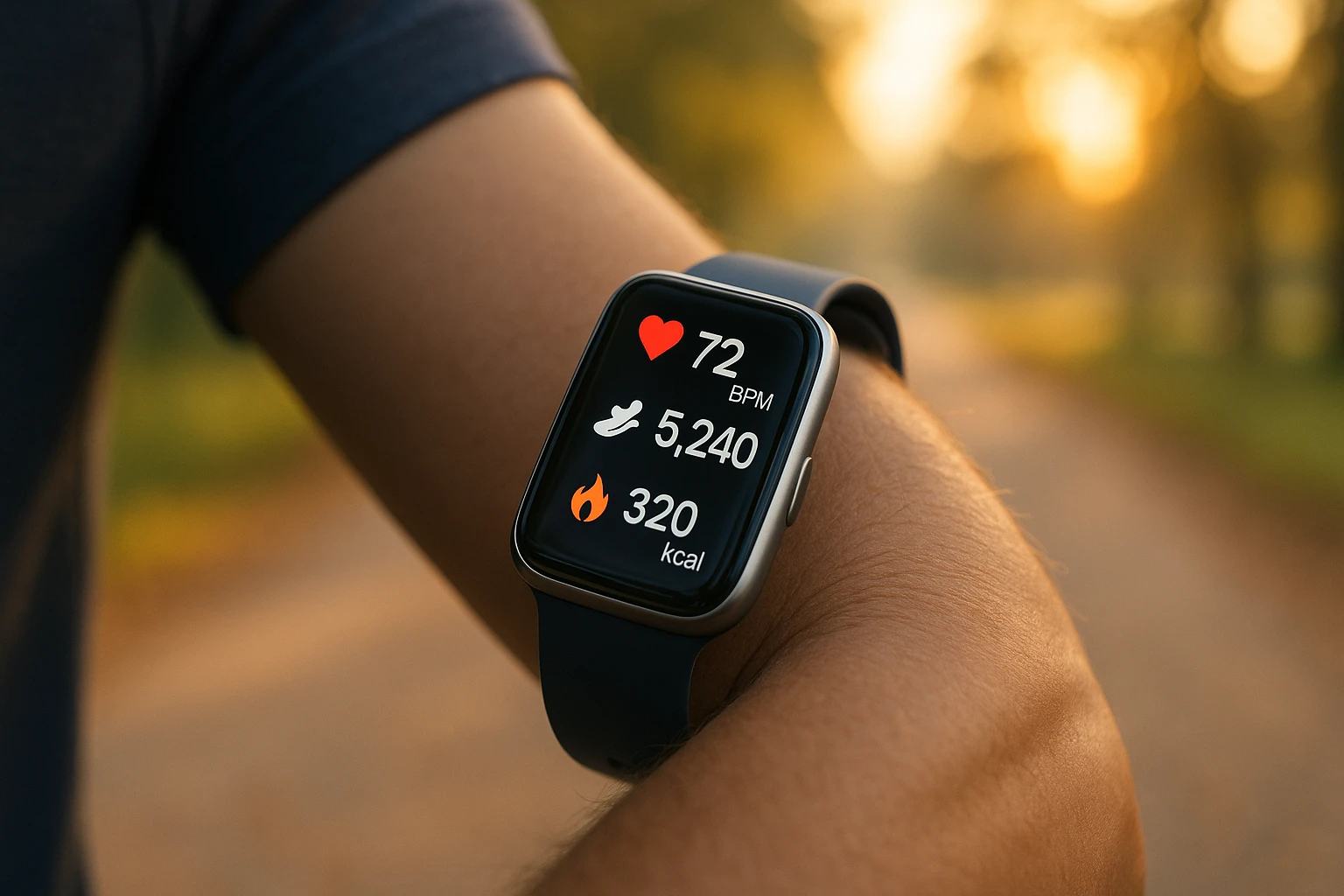 Fitbit smartwatch showing health metrics