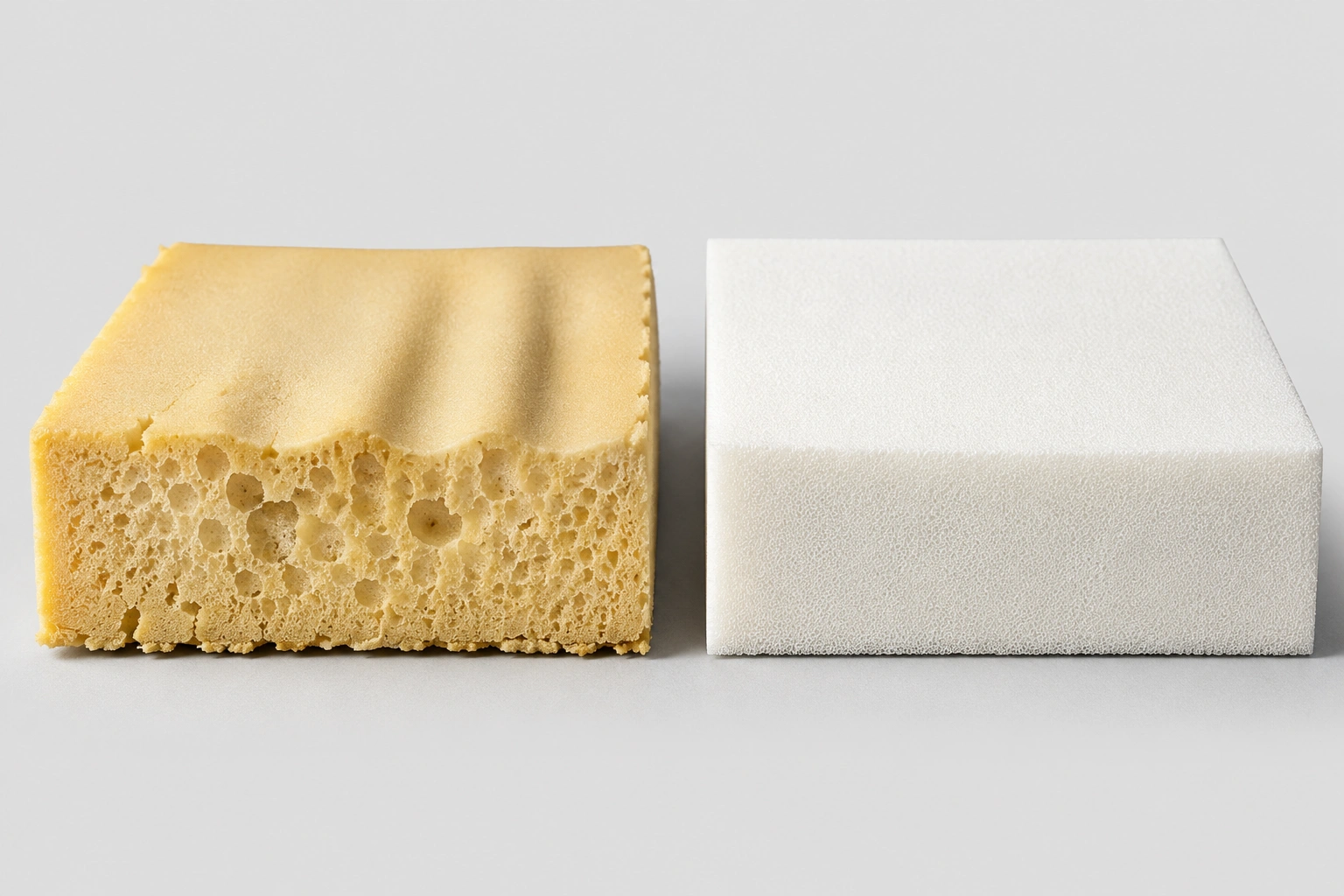Comparison of high density vs low density foam cushion cross sections