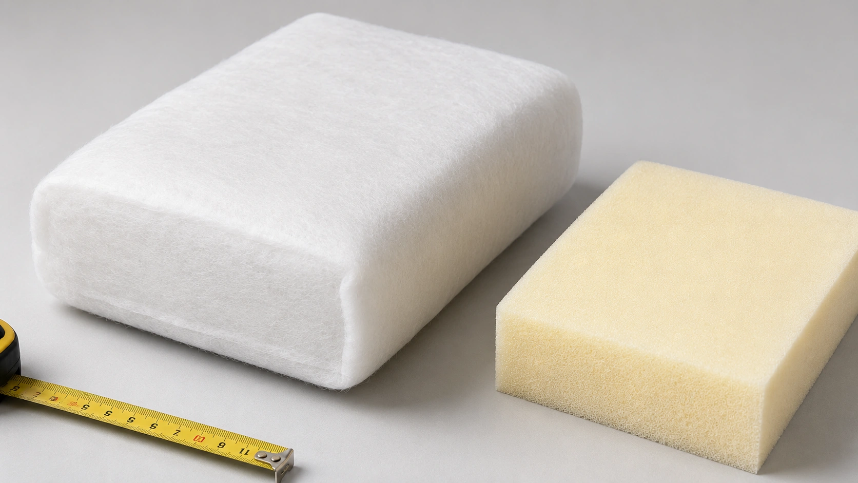 High resilience foam insert wrapped in Dacron batting ready for cushion cover