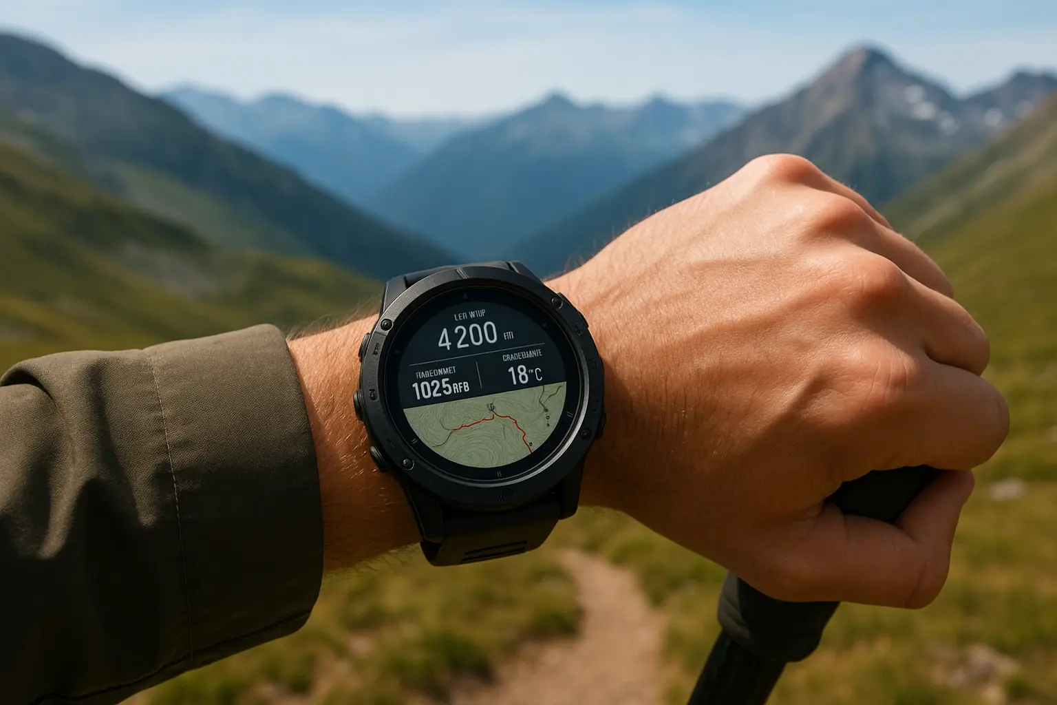 Hiking watch with trail features