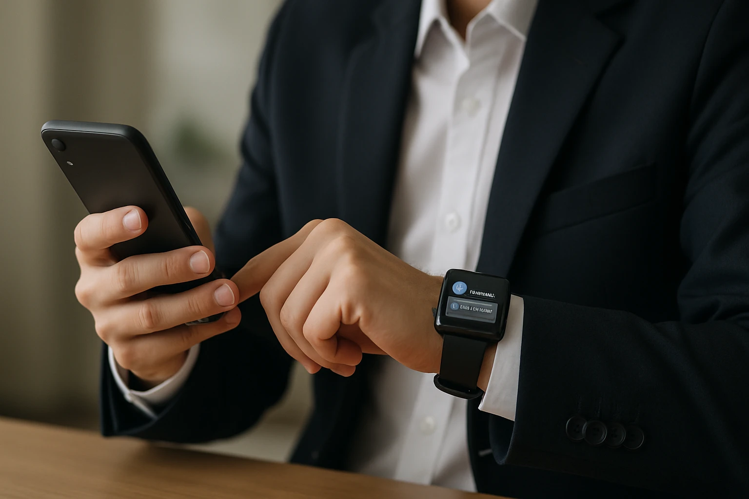 Woman comparing two smartwatches