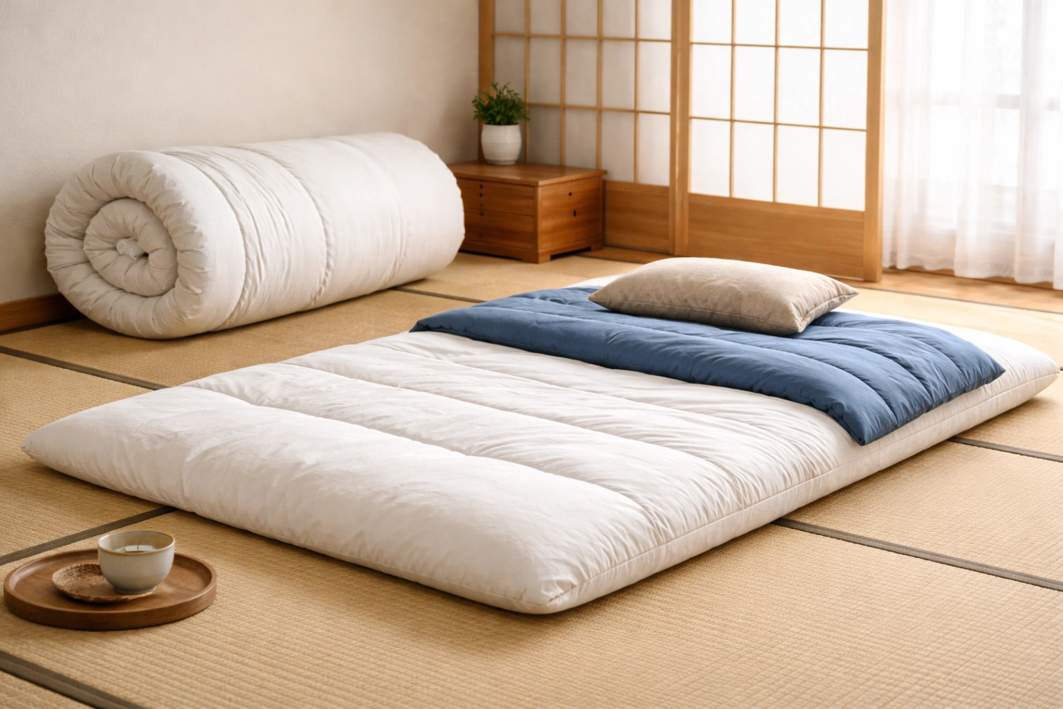 Traditional Japanese shikibuton floor futon