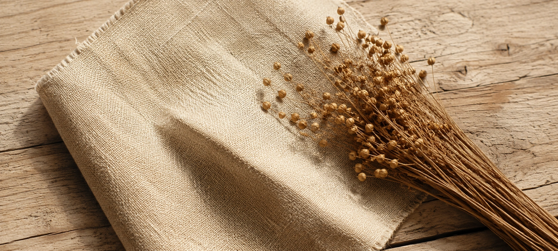 Linen upholstery fabric from flax plant
