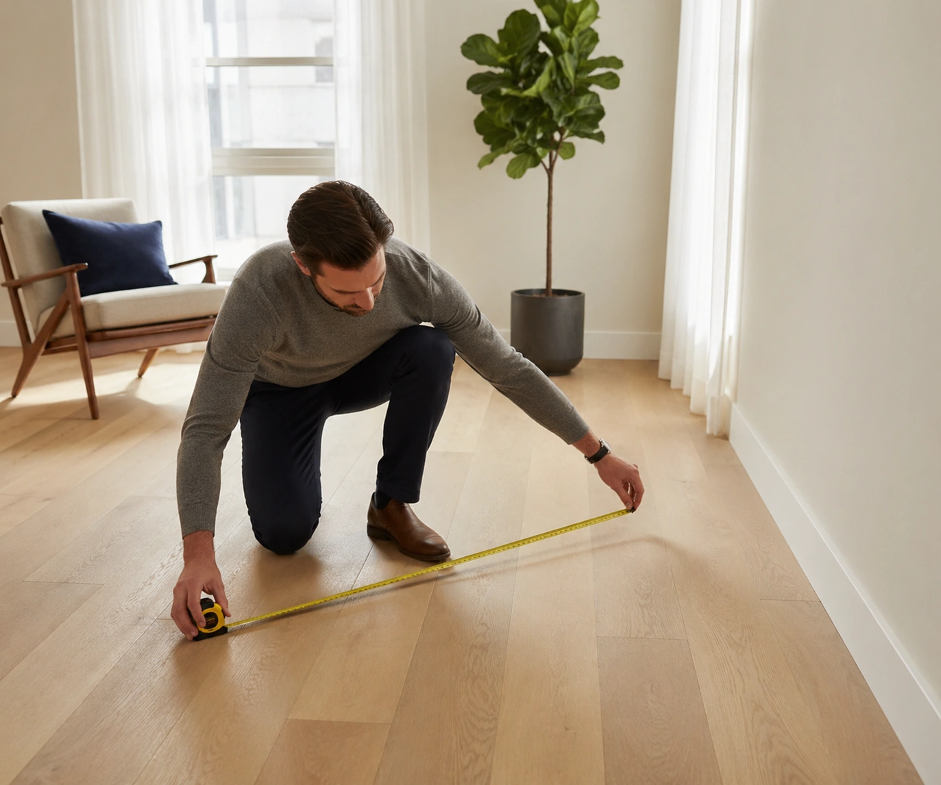 Measuring room dimensions before choosing a luxury sofa