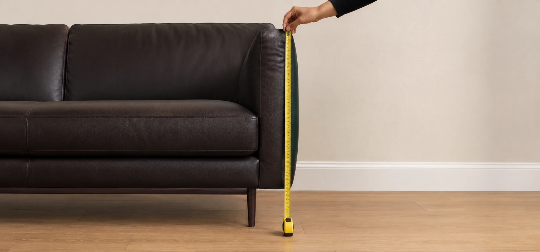 Diagram showing how to measure sofa height from floor to top of backrest