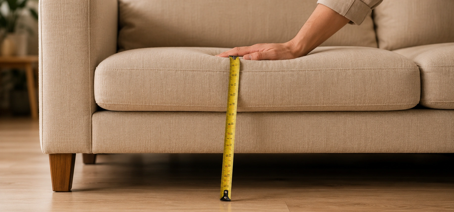 Measuring seat height from floor to top of compressed seat cushion