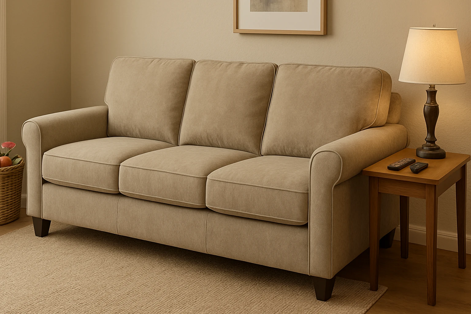 Practical microfiber sofa perfect for family homes