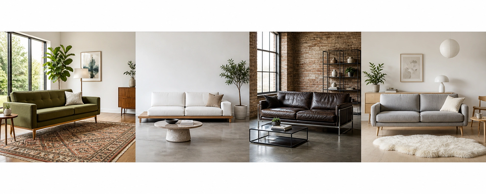 Collection of different modern sofa styles arranged together