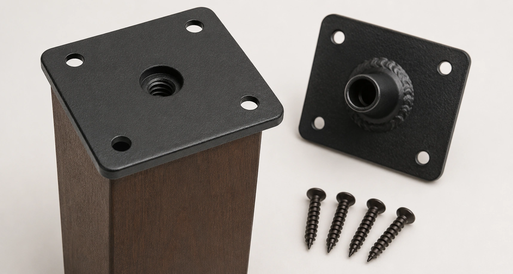 Mounting plate sofa leg with screw holes