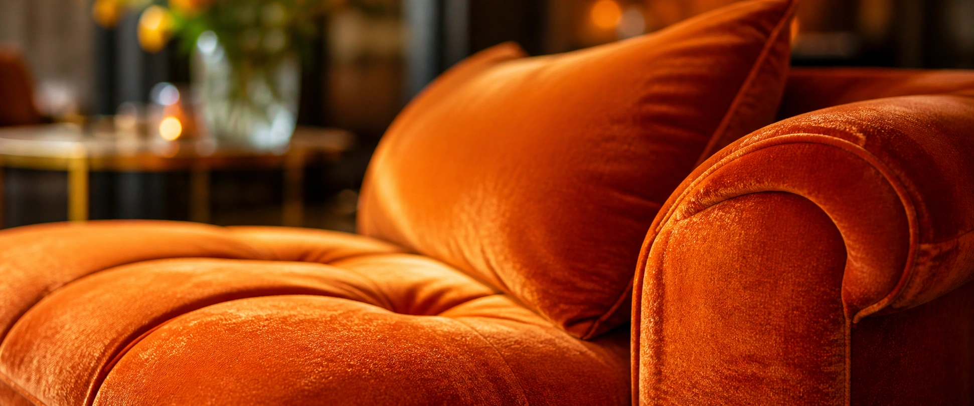 Orange velvet sofa texture