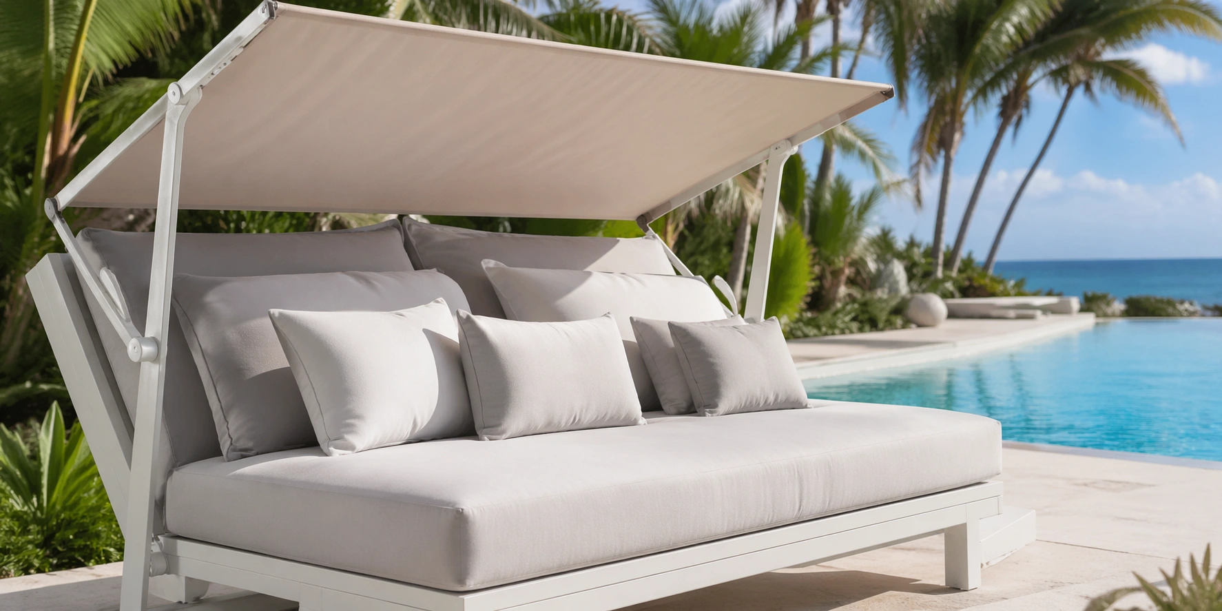 Outdoor daybed sofa with canopy for lounging
