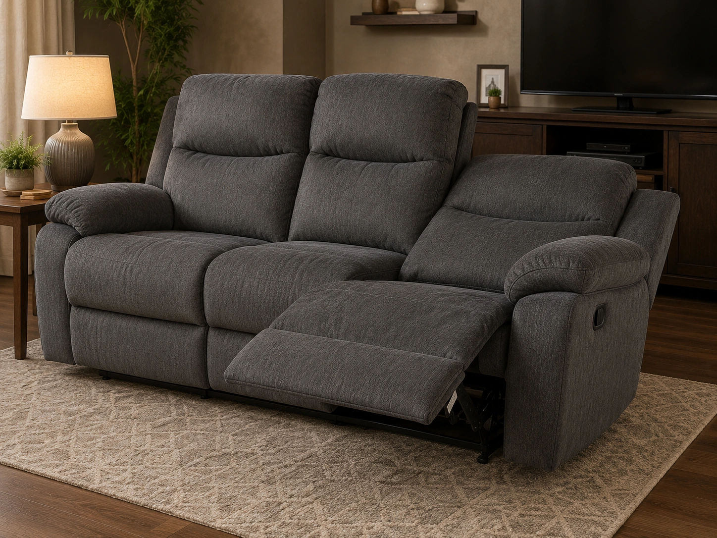 Recliner sofa in extended position
