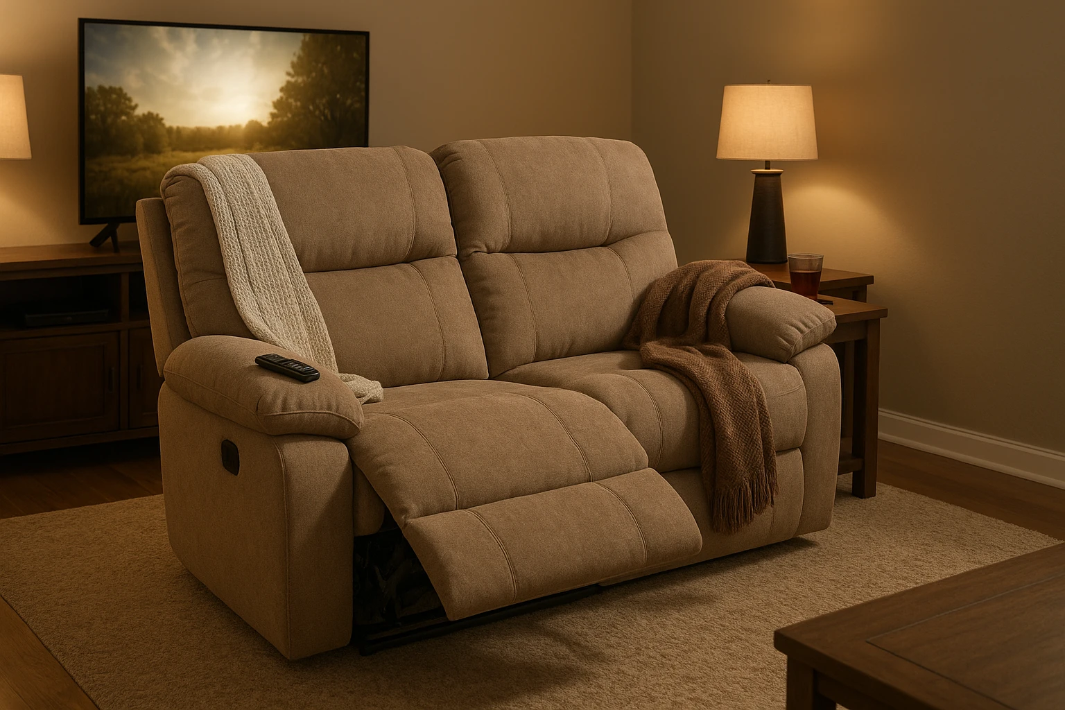 Comfortable recliner sofa with footrest
