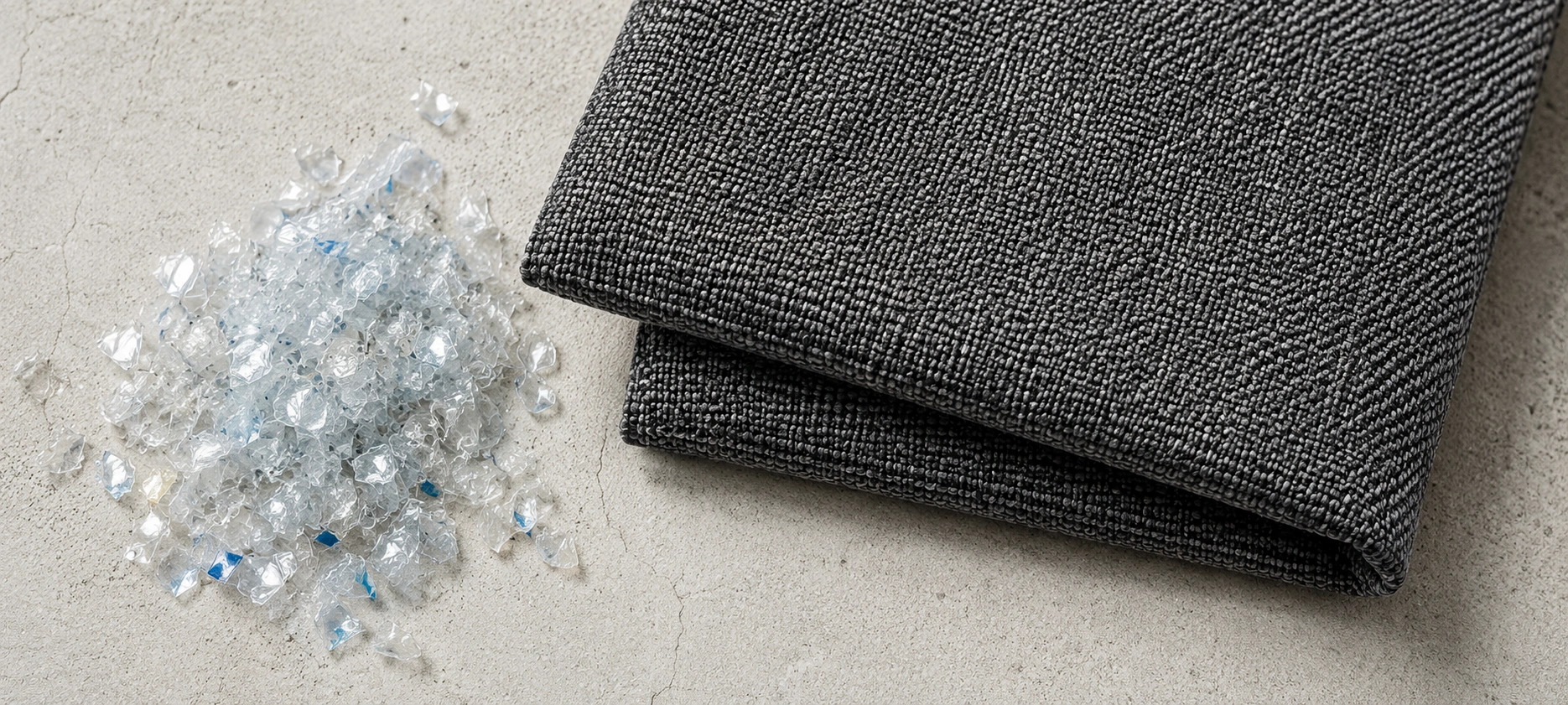 Recycled polyester fabric made from plastic bottles