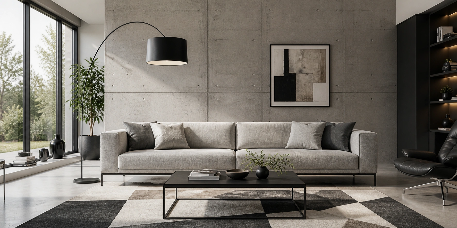 Modern sofa in minimalist interior