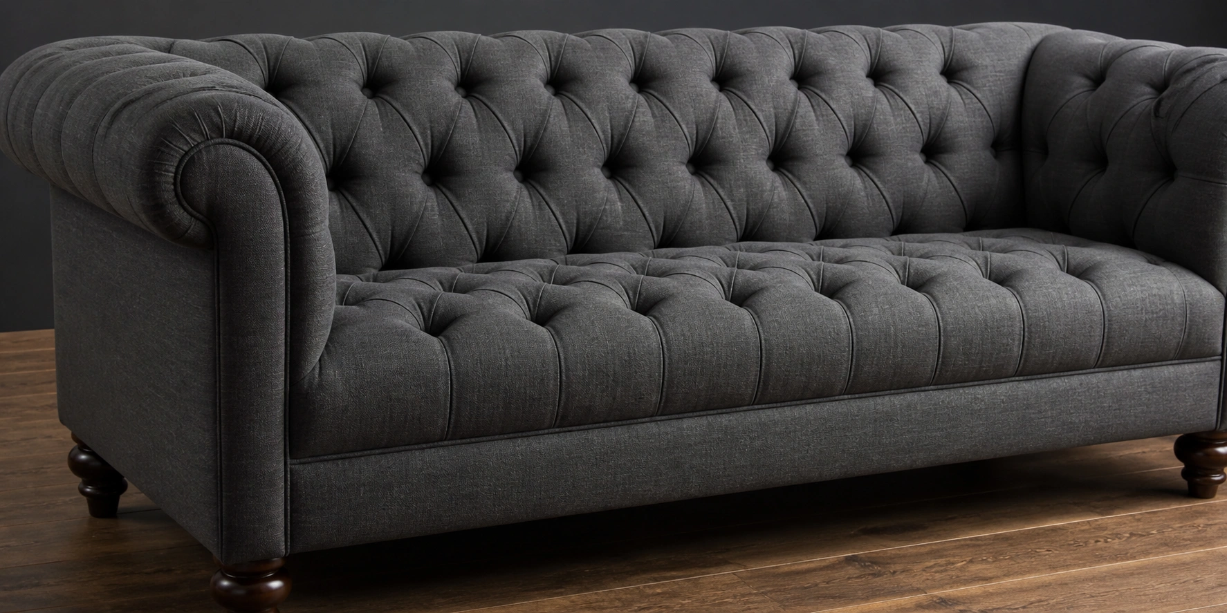 Tufted sofa with deep button detailing