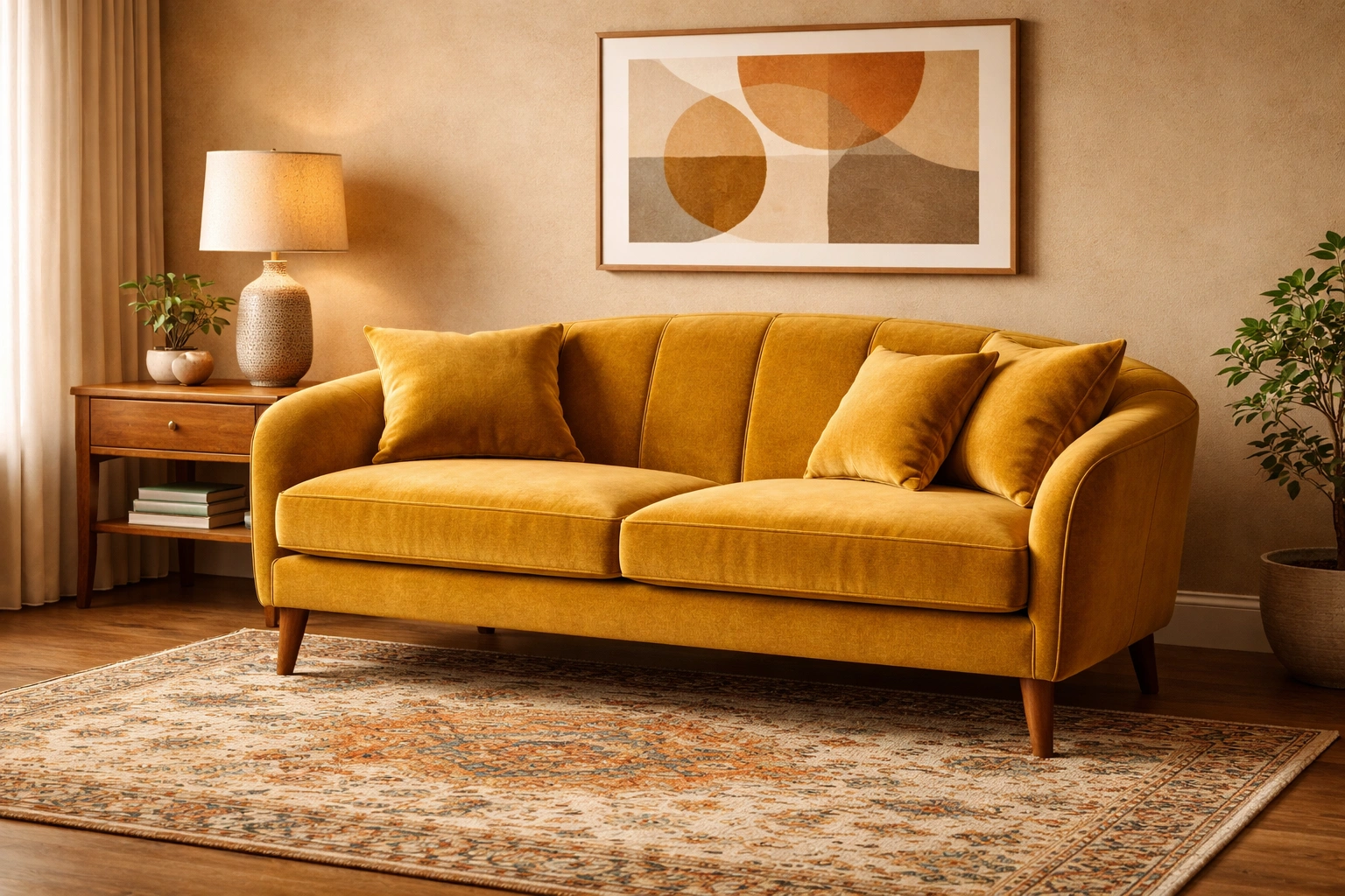 Vintage sofa in a retro-styled living room
