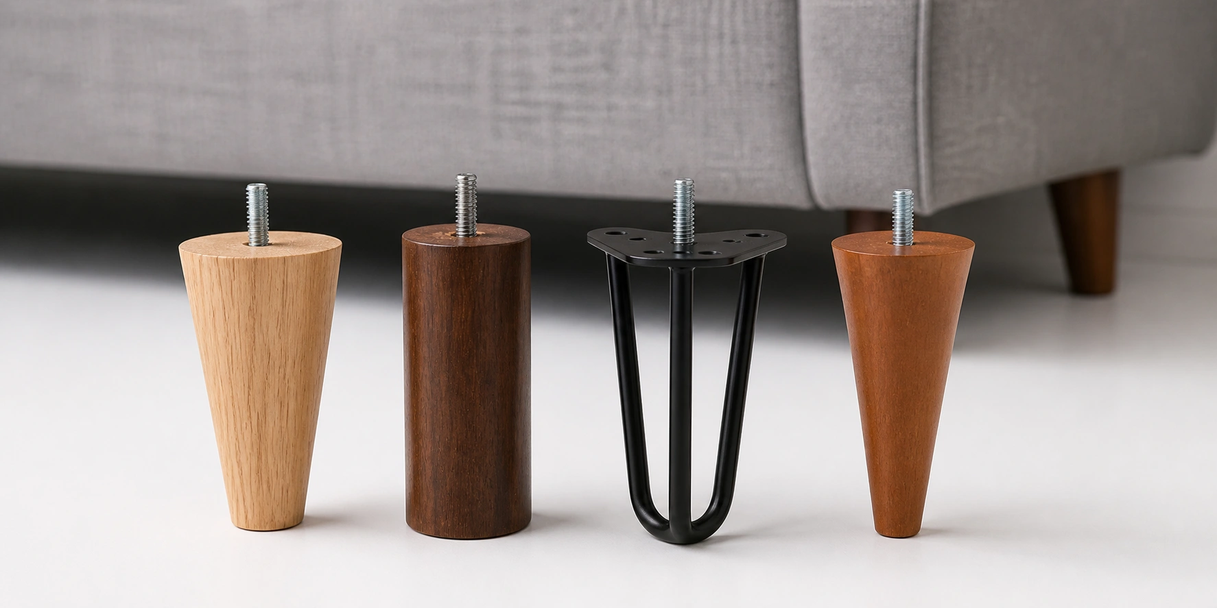 New replacement sofa legs in different styles and finishes