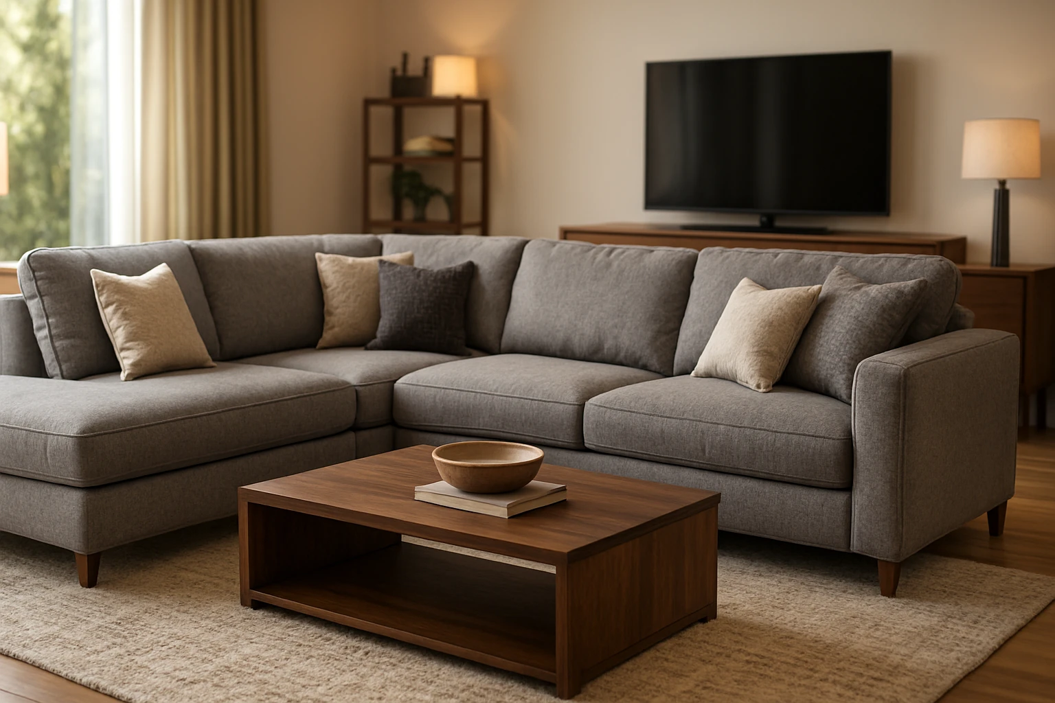 L-shaped sectional sofa in modern living room