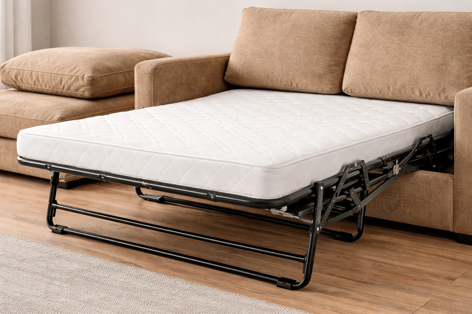 Pull-out sleeper sofa mechanism with innerspring mattress