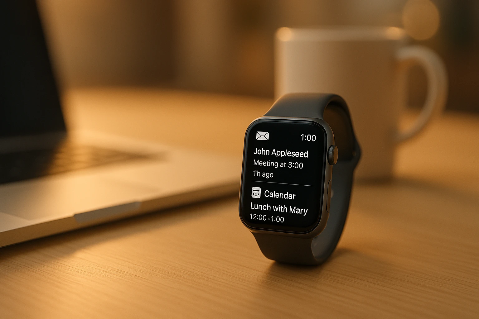 Smartwatch as smartphone companion showing notifications