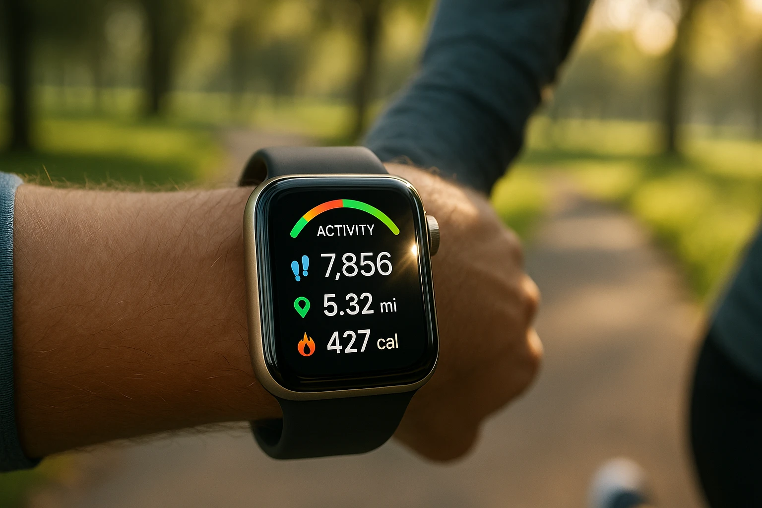Smartwatch displaying activity metrics