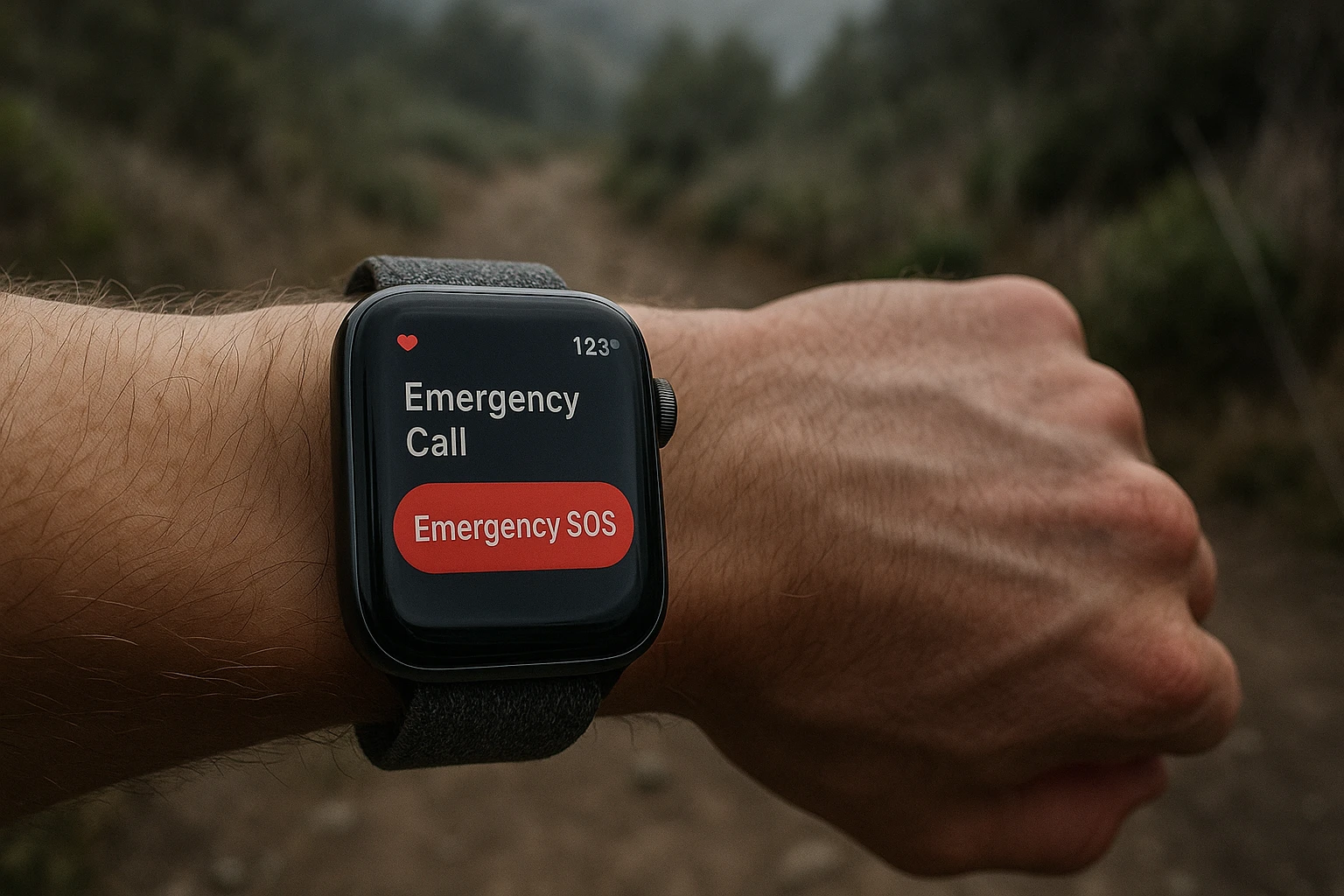 Smartwatch displaying emergency call option
